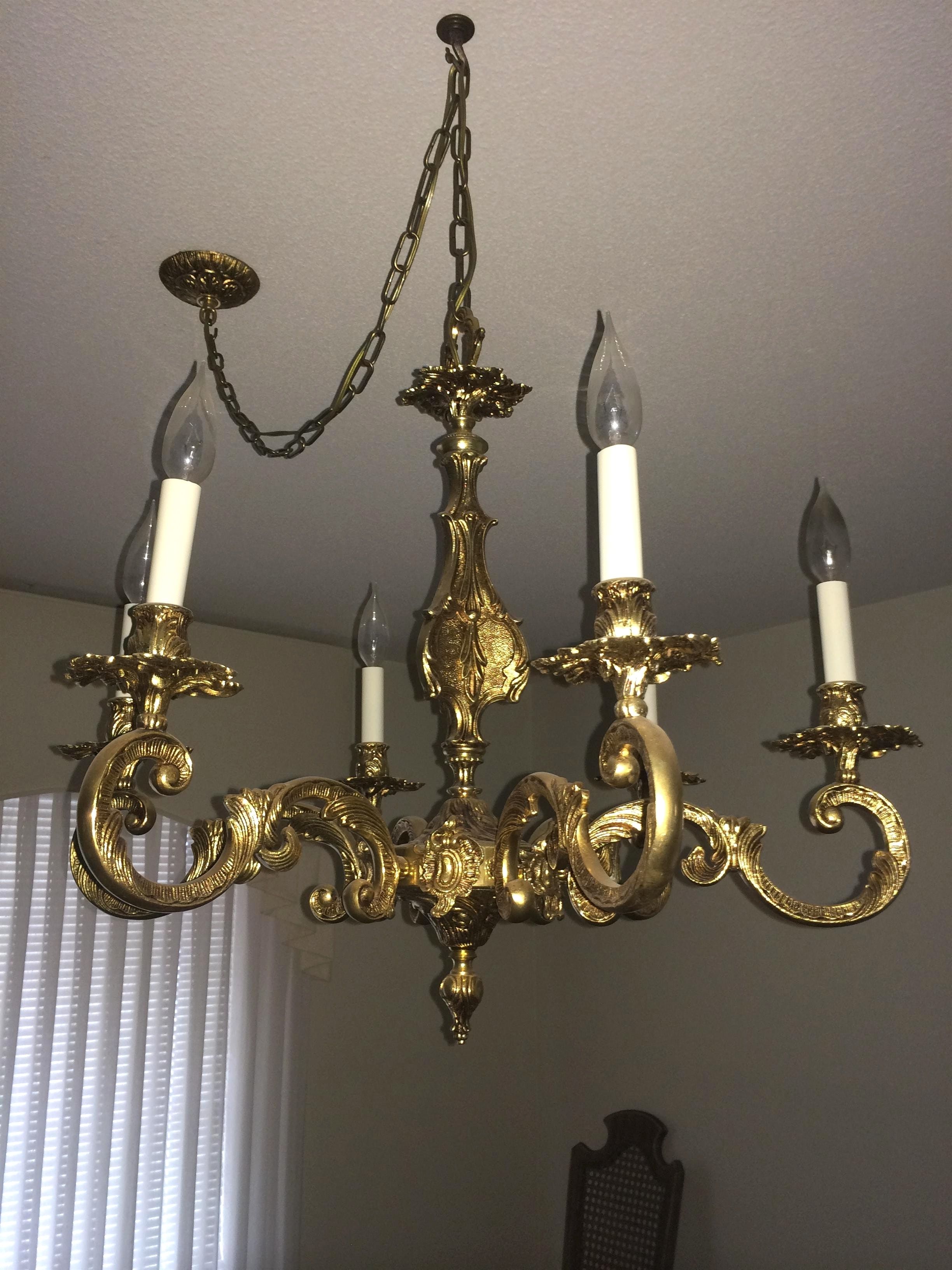 Recent Vintage Brass Chandeliers Regarding Light : Antique Brass Chandelier Value With Appraisal Instappraisal (View 18 of 20)