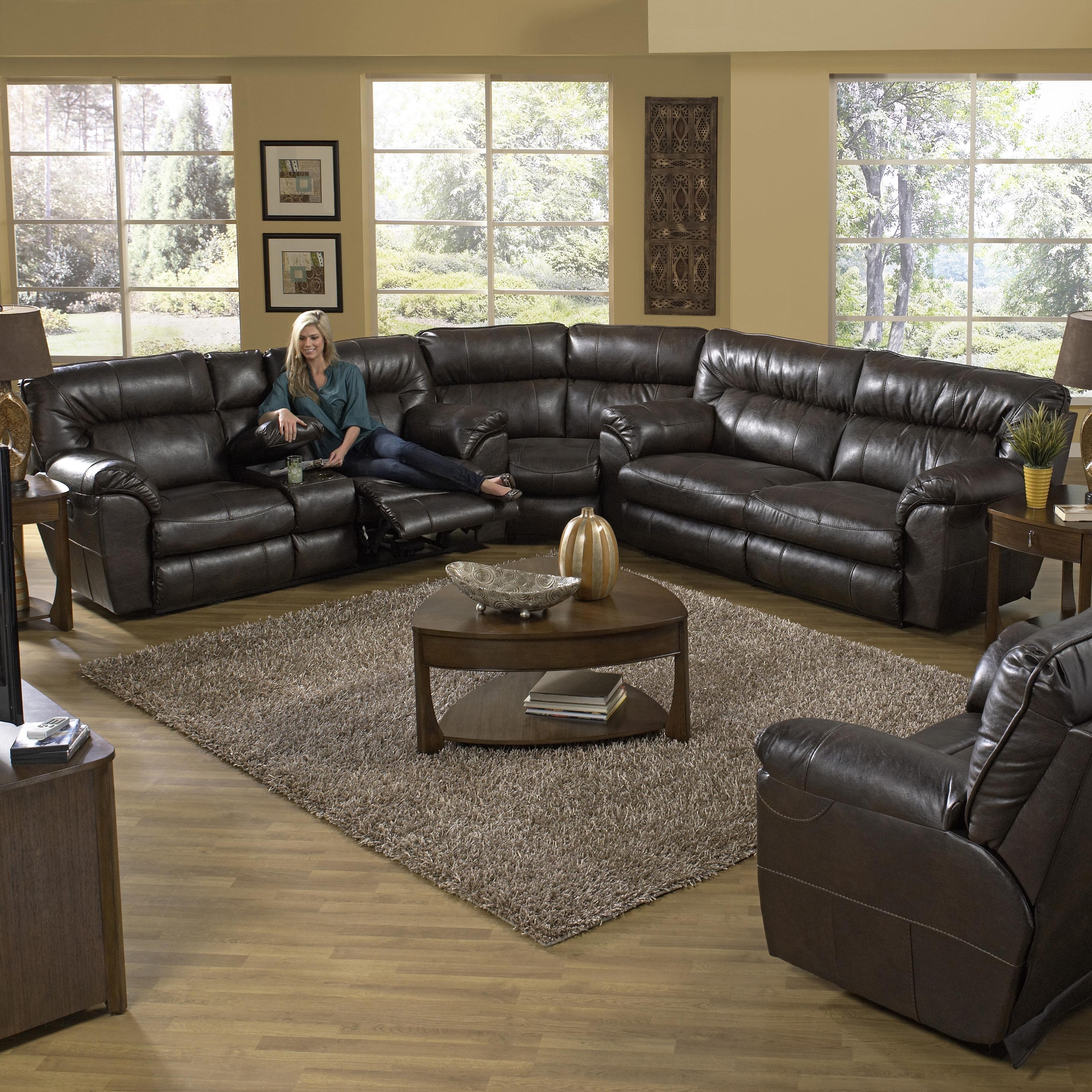 Reclining Sectional Sofa With Right Consolecatnapper (View 1 of 20)