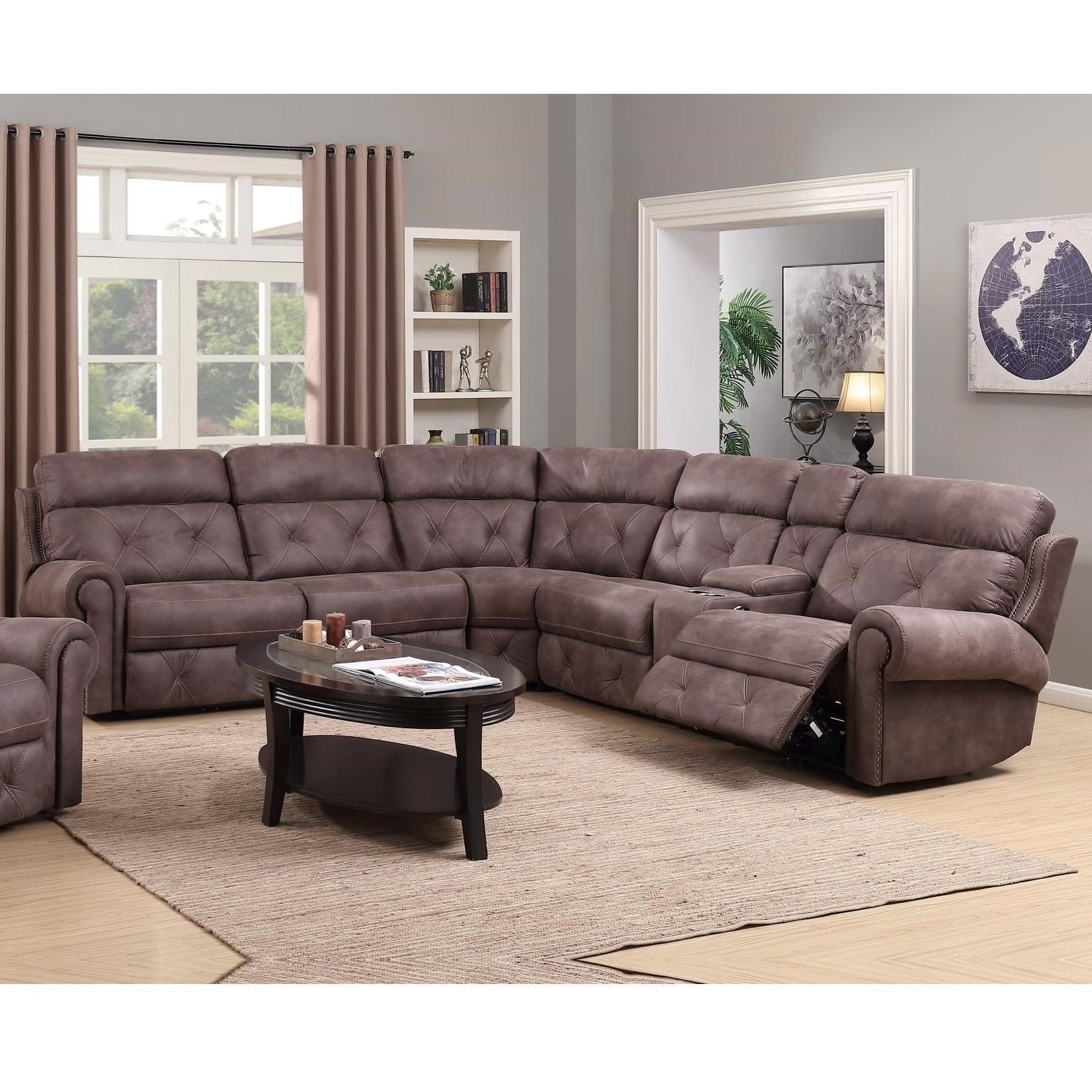 Royal Furniture Sectional Sofas Inside Recent Happy Leather Company 1378 Power Reclining Sectional With Console (View 1 of 20)