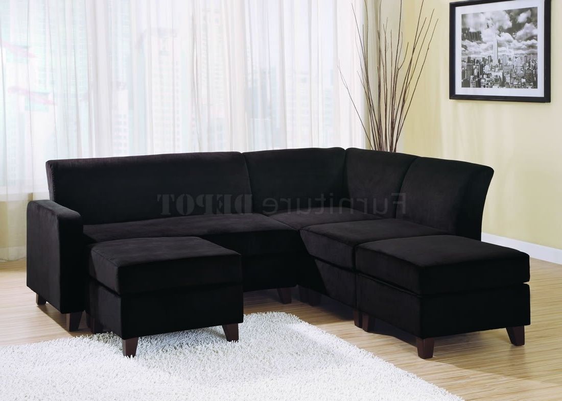 Sectional Sofa Design: Wonderful Black Microfiber Sectional Sofa Inside 2018 Mini Sectional Sofas (View 14 of 20)