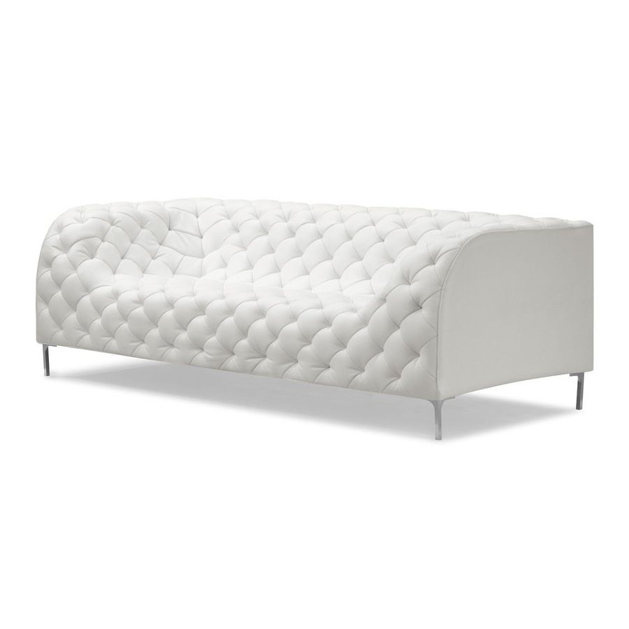 Shop Zuo Modern Providence White Faux Leather Sofa At Lowes Inside Latest White Modern Sofas (View 20 of 20)