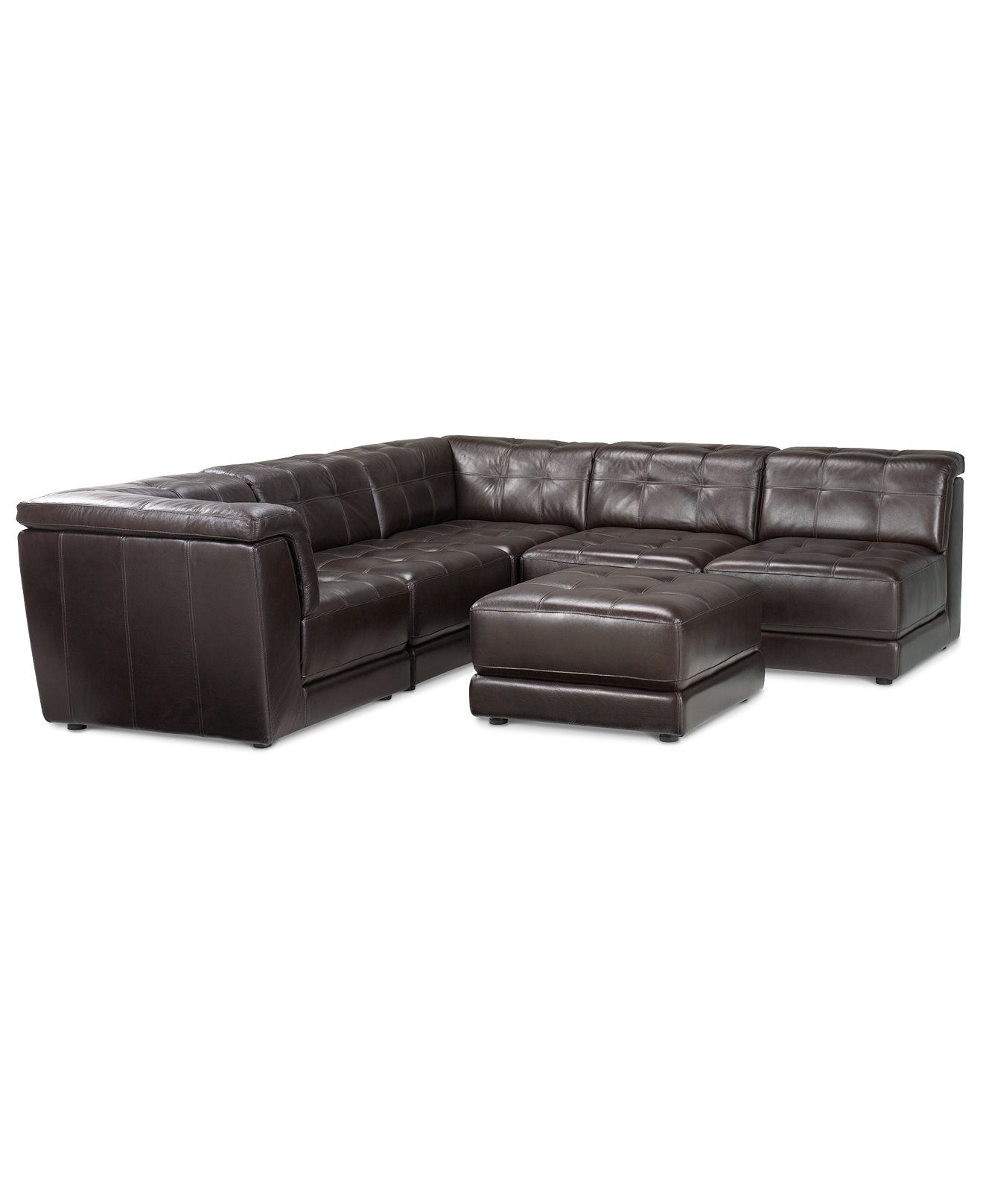 Stacey Leather 6 Piece Modular Sectional Sofa (3 Armless Chairs, 2 With Latest Leather Modular Sectional Sofas (View 16 of 20)