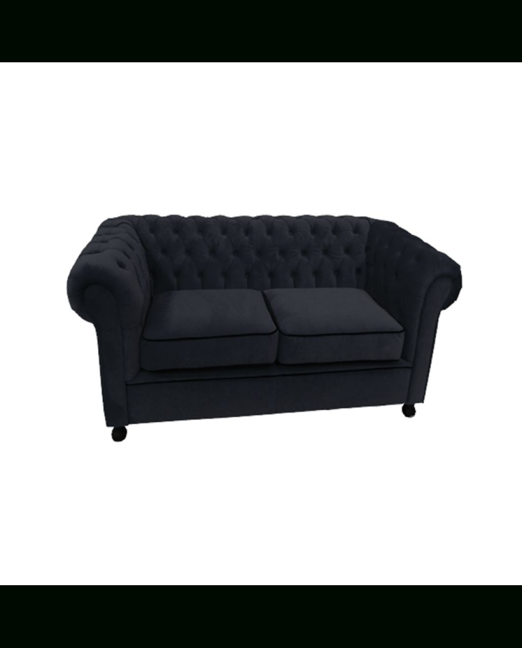 Trendy Black Velvet Chesterfield Style 2 Seater Sofa Hire For Black 2 Seater Sofas (View 2 of 20)