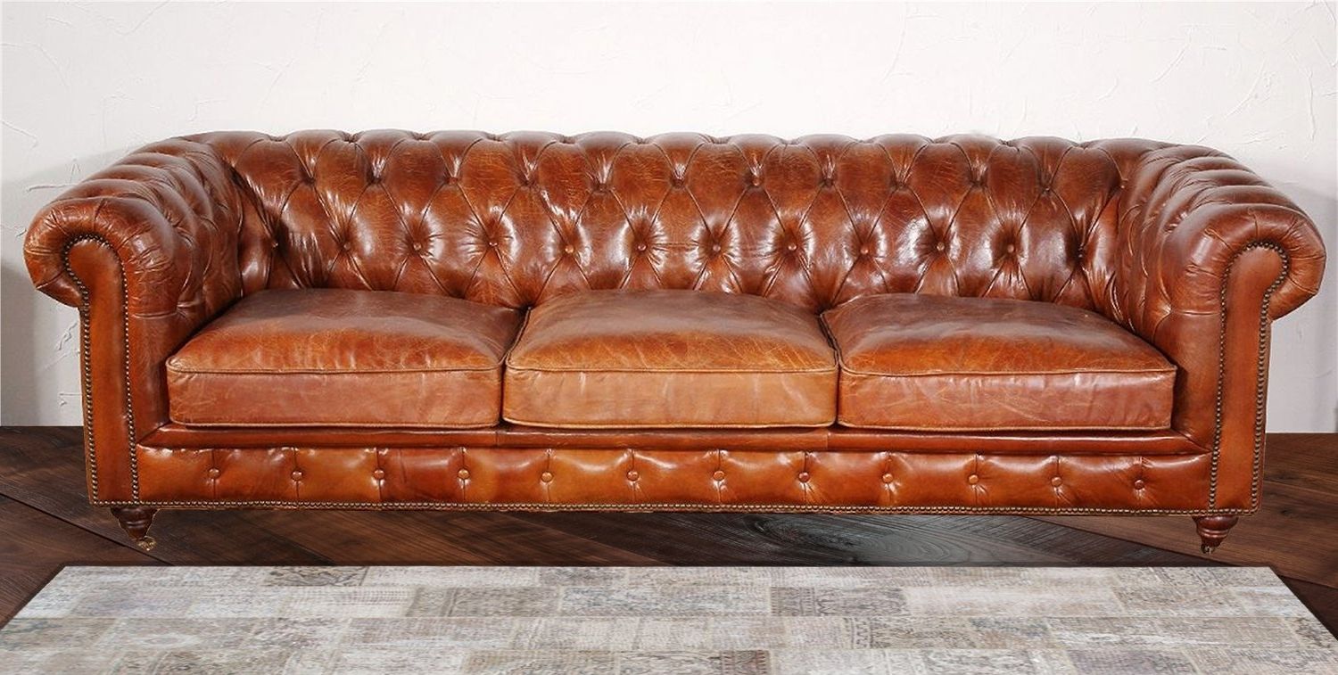 Tufted Leather Chesterfield Sofas For Famous Pasargad Chester Bay Tufted Genuine Leather Chesterfield Sofa (View 1 of 20)