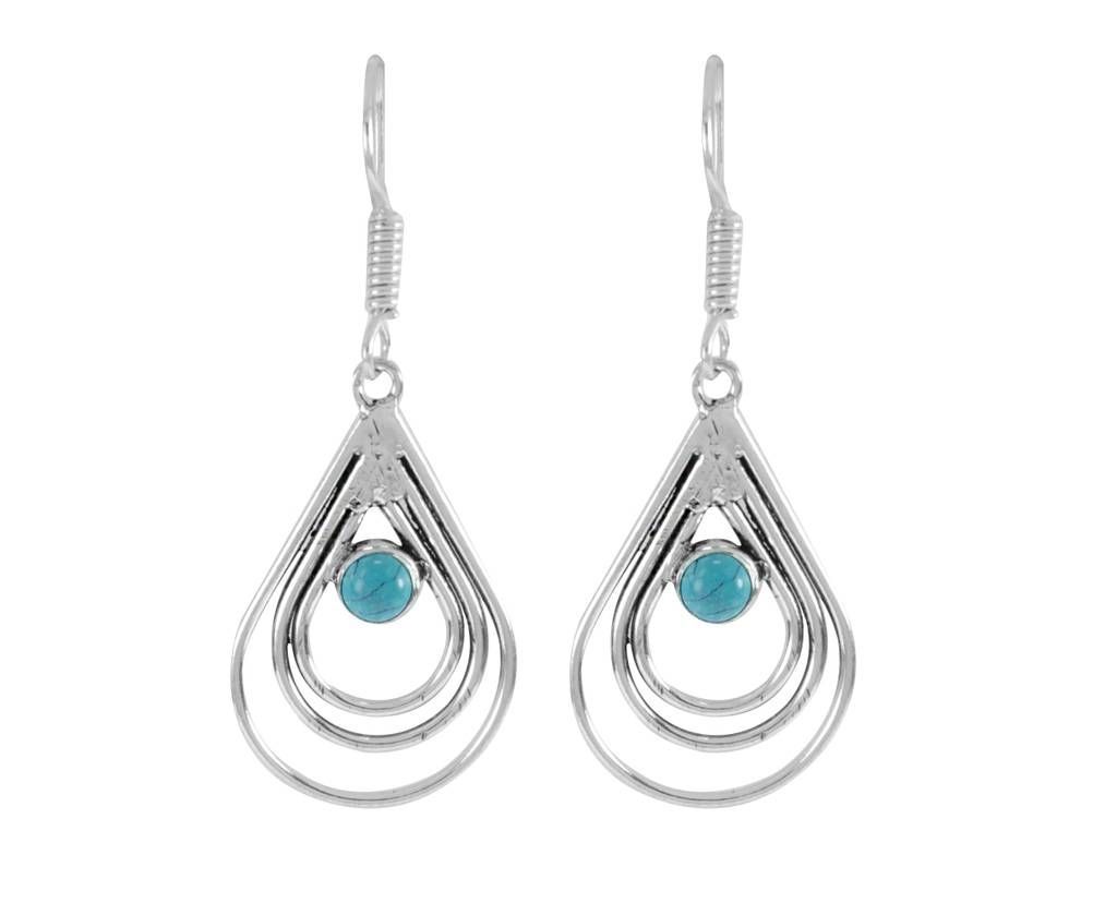 Turquoise Stone Chandelier Lighting Throughout 2018 Trendy Blue Dangle Earrings With Turquoise Stone In German Silver (View 19 of 20)