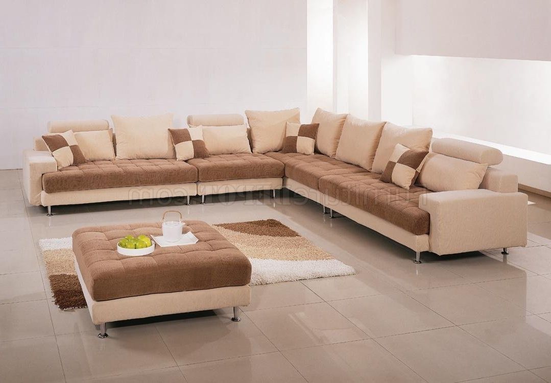 Two Tone Fabric Modern Sectional Sofa W/ottoman & Pillows Intended For Well Known Two Tone Sofas (Photo 1 of 20)
