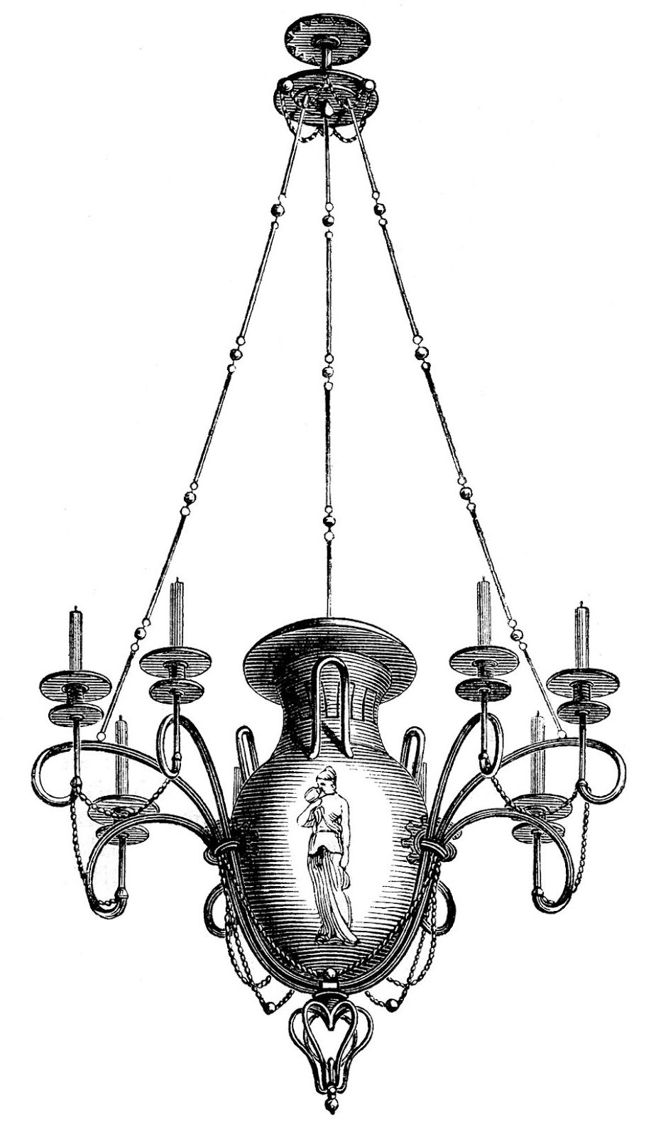 Vintage Black Chandelier With Regard To Most Current Antique Images – 3 Chandeliers – 1 Spooky – The Graphics Fairy (View 19 of 20)