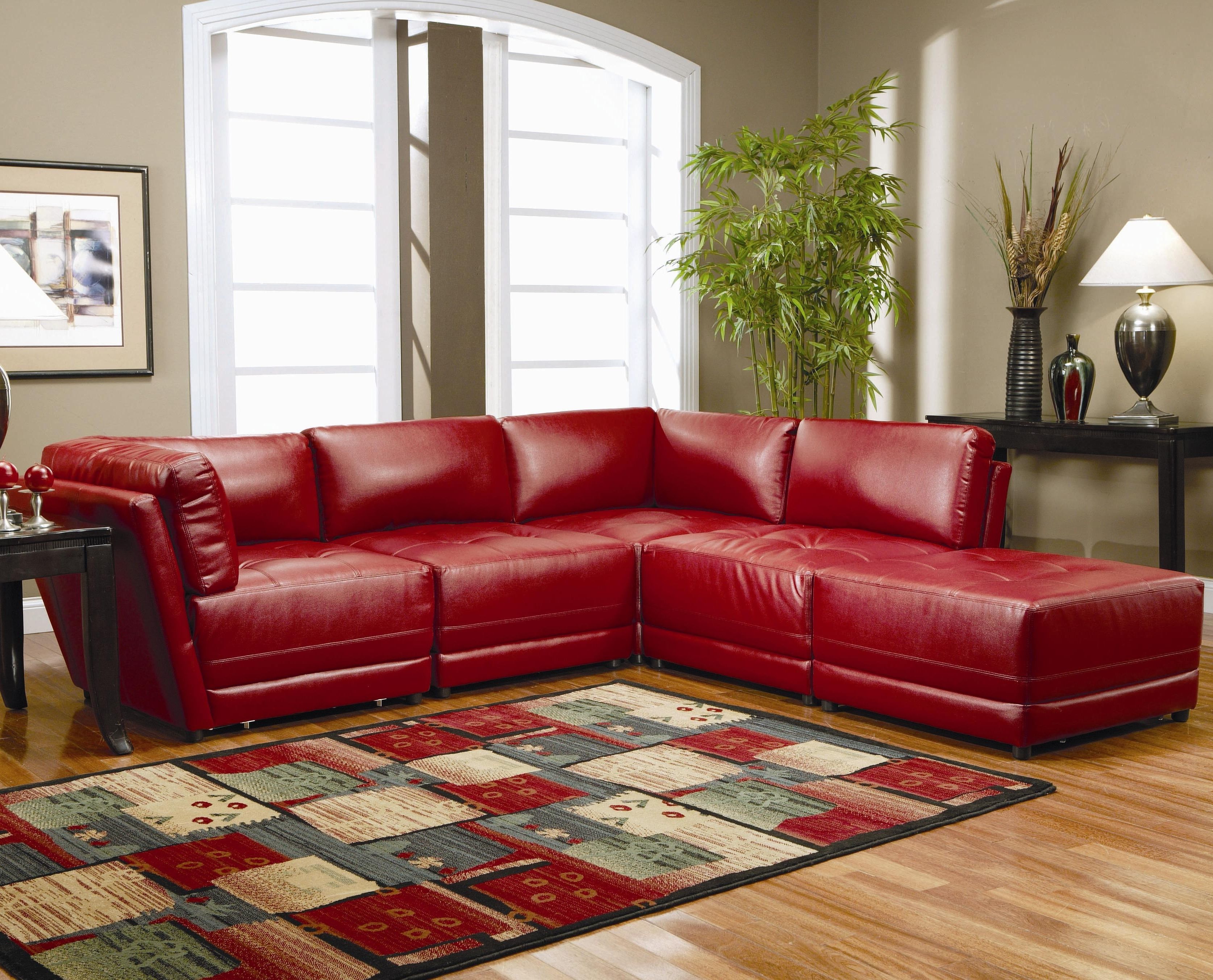 Warm Red Leather Sectional L Shaped Sofa Design Ideas For Living Pertaining To Favorite Red Leather Sectional Couches (View 18 of 20)