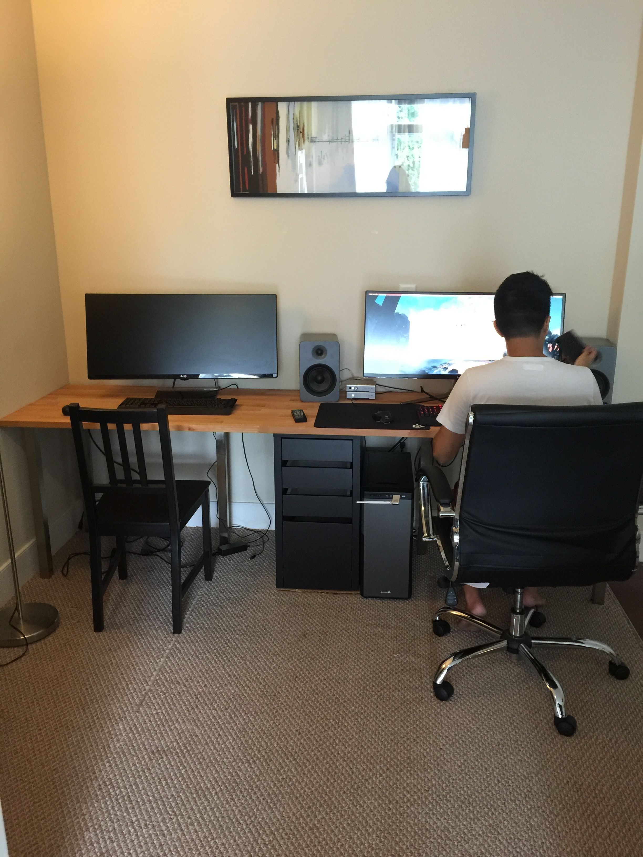 Well Known Computer Desks For Two Monitors Inside The Modern Couple Two Person Desk That Fits Two Ultra Wide (View 20 of 20)