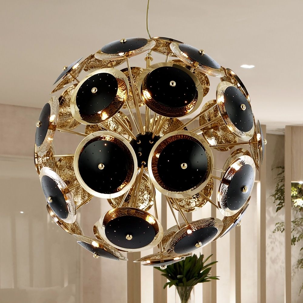 Well Known Modern Black And Gold Plated Italian Sphere Chandelier (View 11 of 20)