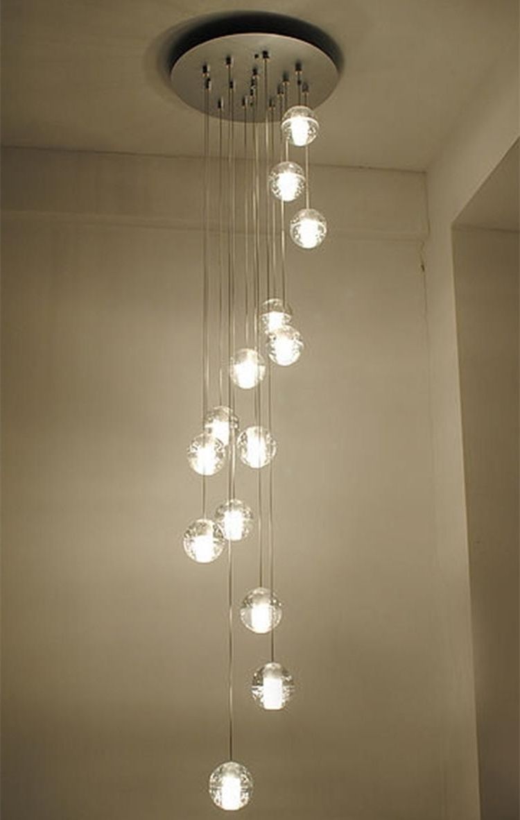 Well Known Modern Stairwell Led Chandelier Lighting Large Bubble Crystal Ball With Stairwell Chandelier (Photo 1 of 20)