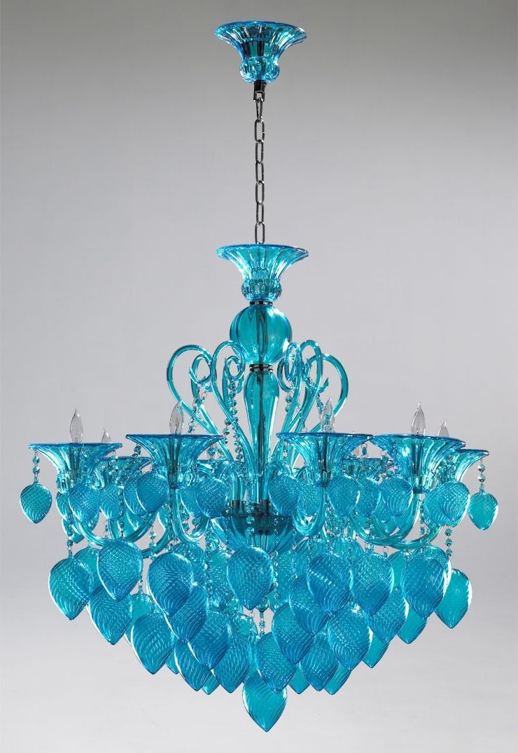 Well Known Turquoise Blue Glass Chandeliers With Bella Vetro Aqua Blue Glass Chandeliercyan Design (View 1 of 20)