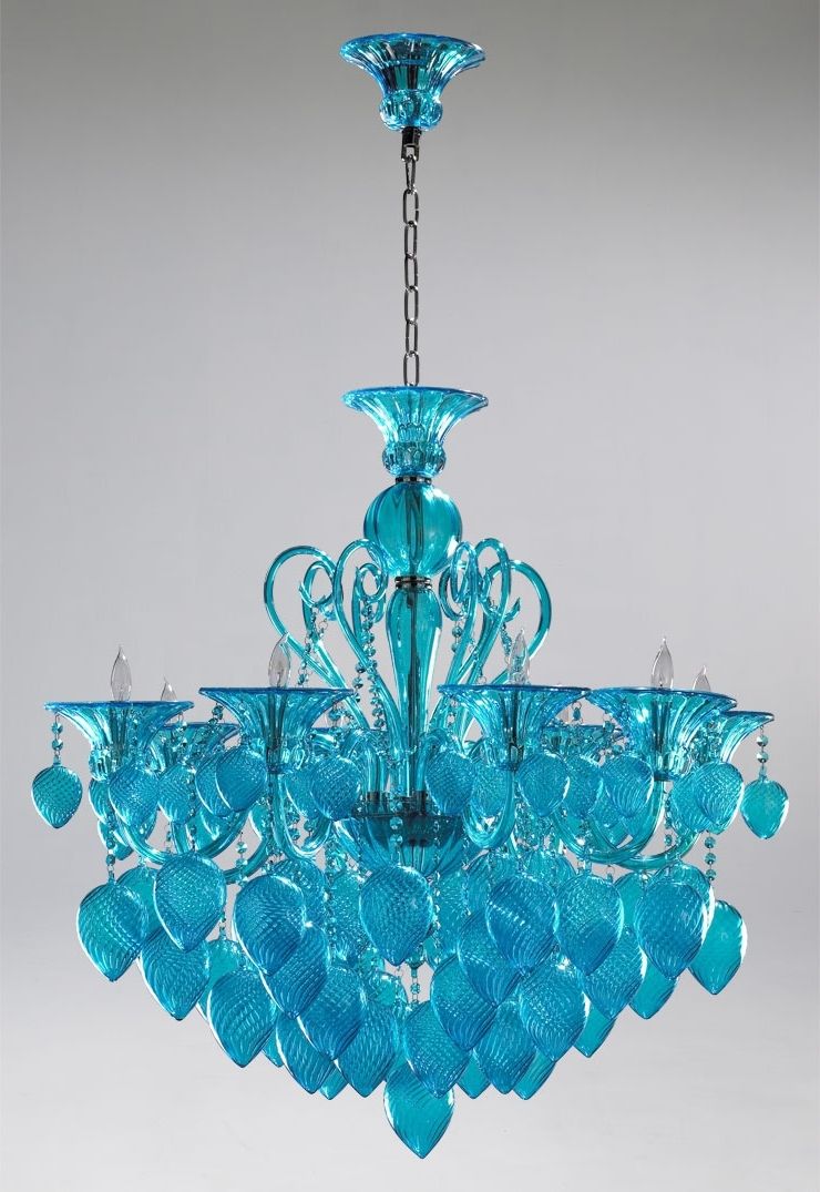 Well Known Turquoise Blue Glass Chandeliers With Bella Vetro Aqua Blue Glass Chandeliercyan Design (Photo 1 of 20)