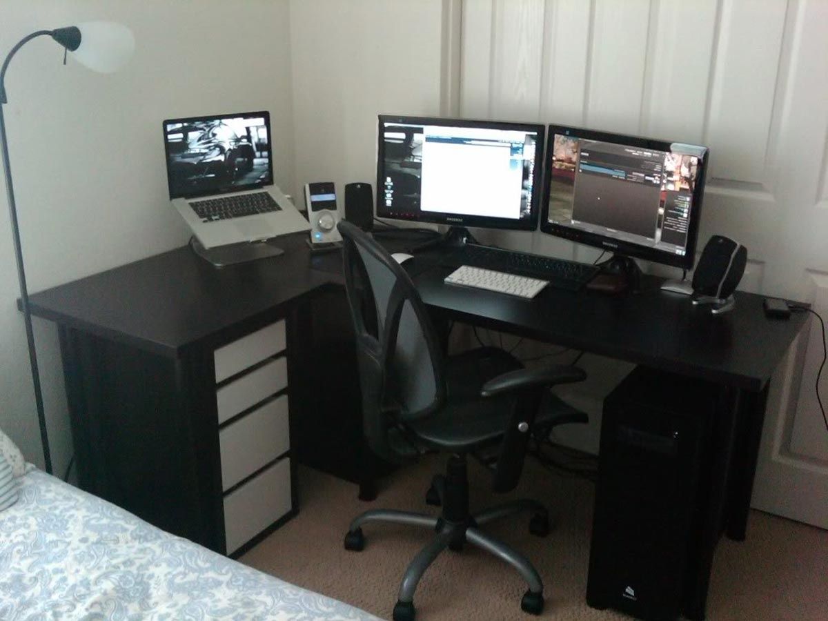 Well Liked Computer Desks For Dual Monitors With Ikea Micke Corner Desk For Dual Monitor And Laptop (View 13 of 20)