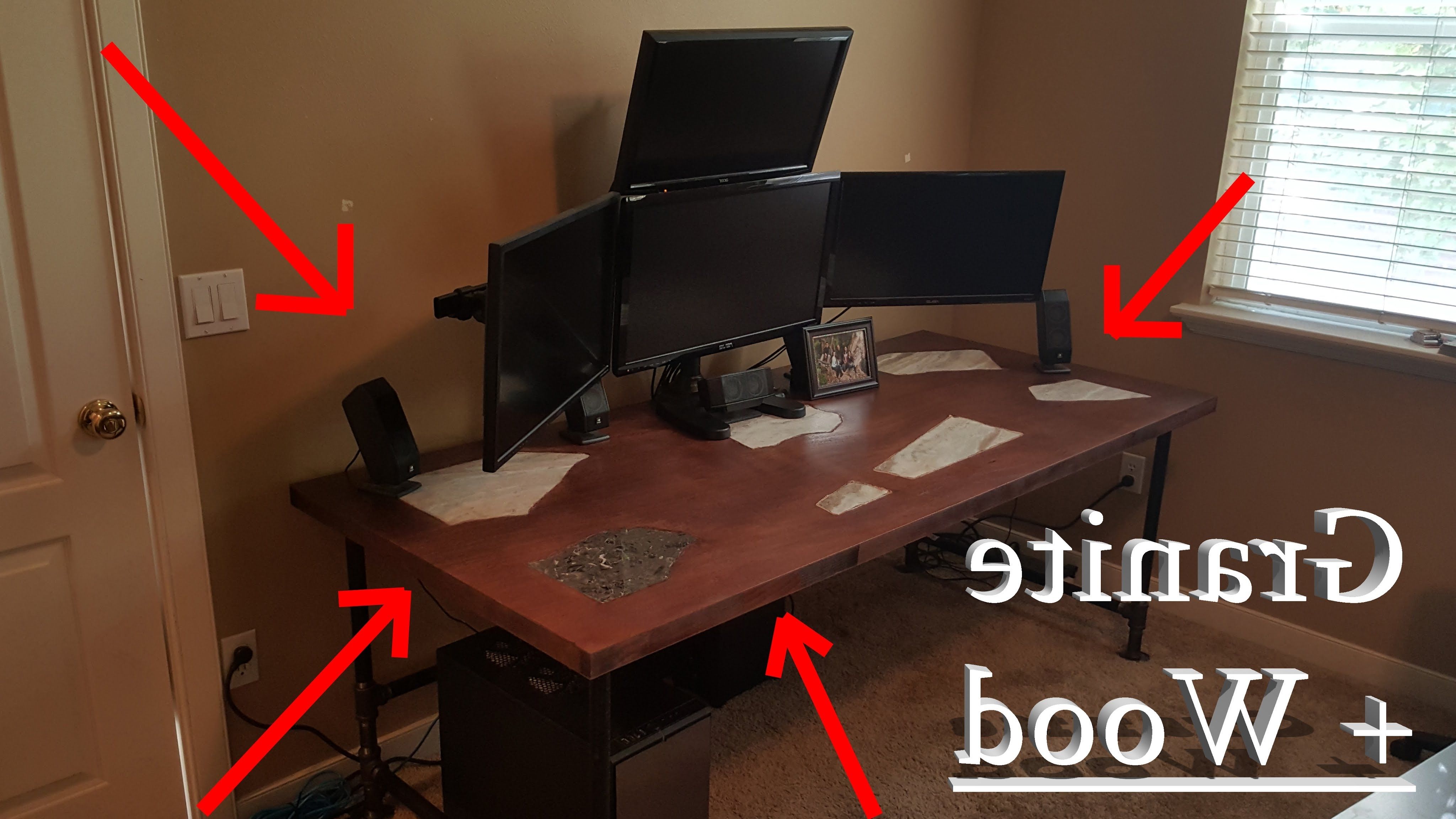 Well Liked Computer Gaming Desks For Home Intended For Granite Inlaid Solid Wood Computer Gaming Desk – Diy Project – Youtube (View 11 of 20)