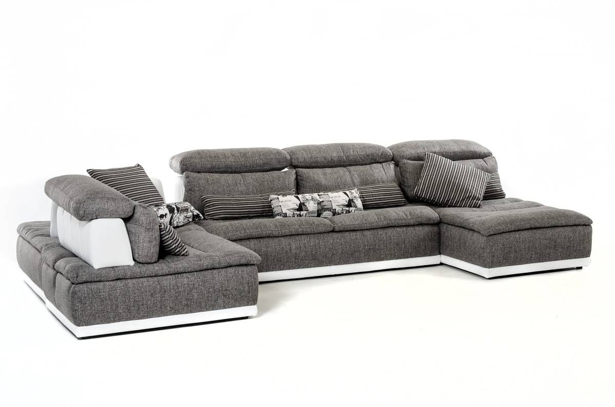 Well Liked Made In Italy Grey Fabric And White Leather Sectional Sofa El Paso With El Paso Texas Sectional Sofas (View 1 of 20)
