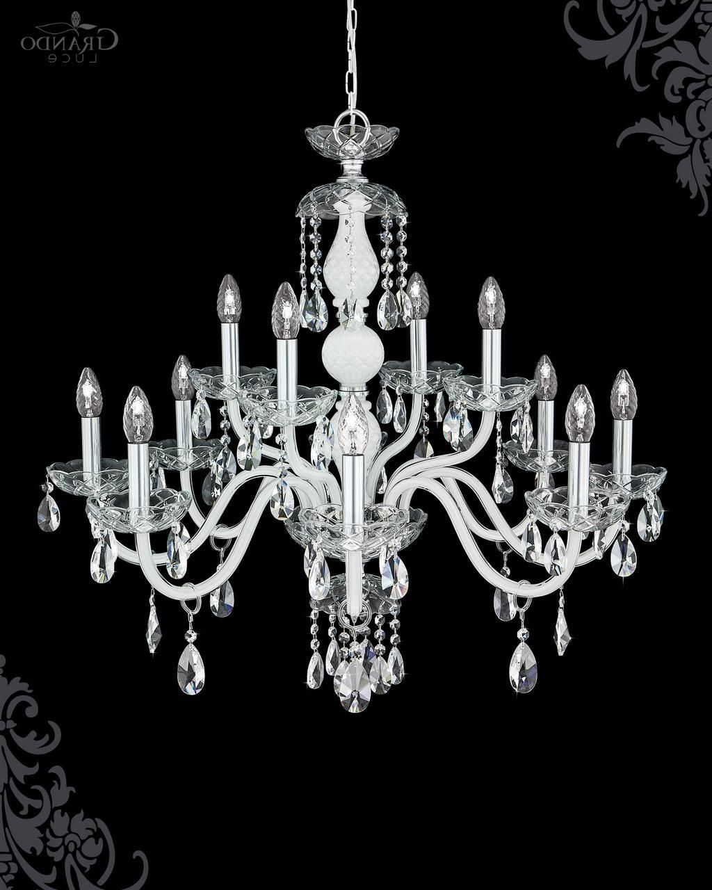 White Chandeliers Within Most Current 104/ch 8+4 Chrome White Crystal Chandelier – Grandoluce (View 10 of 20)