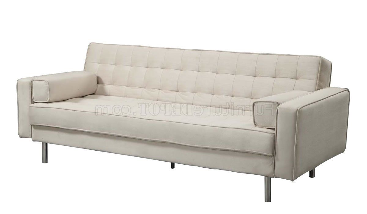 White Modern Sofas Throughout Well Known Premium Off White Fabric Modern Convertible Sofa Bed (View 13 of 20)