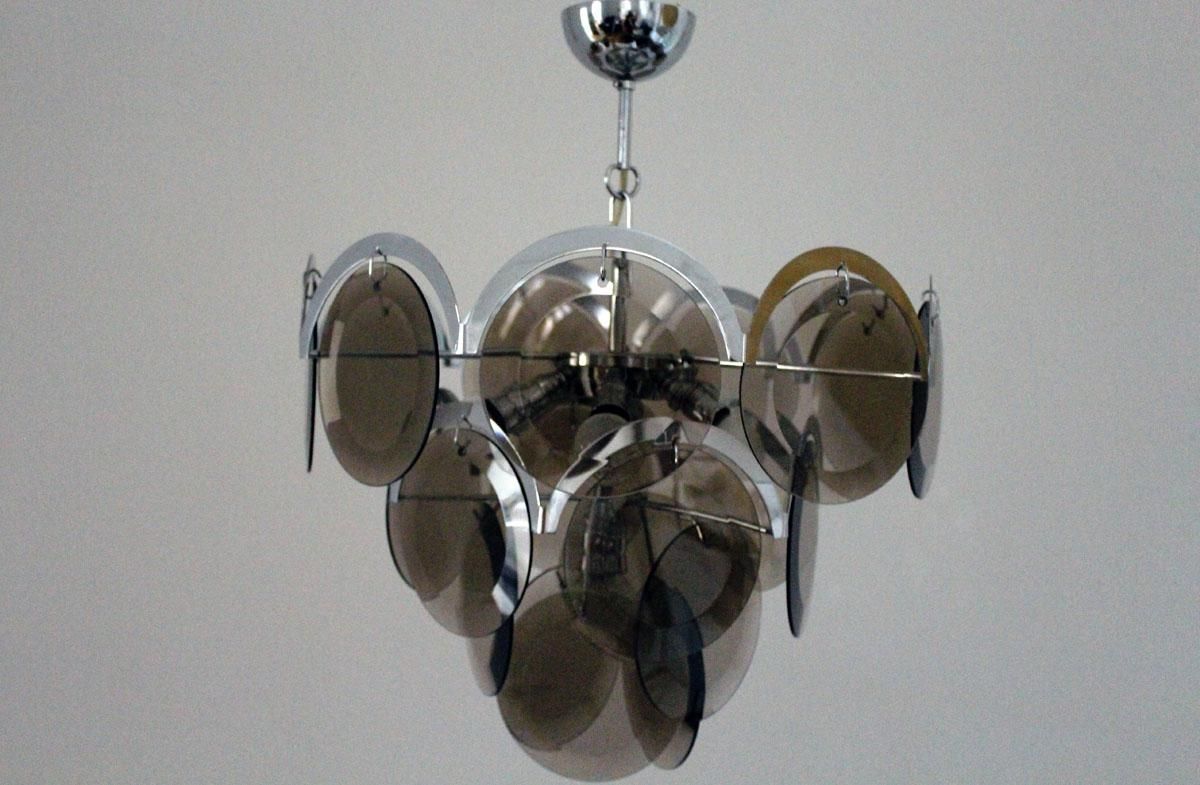 Widely Used Mid Century Italian Murano Smoked Glass Chandelier From Vistosi For Intended For Smoked Glass Chandelier (View 11 of 20)