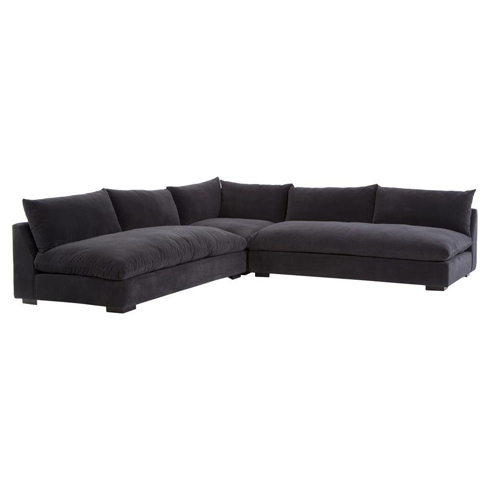 Winda Modern Classic Charcoal Grey Armless Sectional (View 15 of 20)