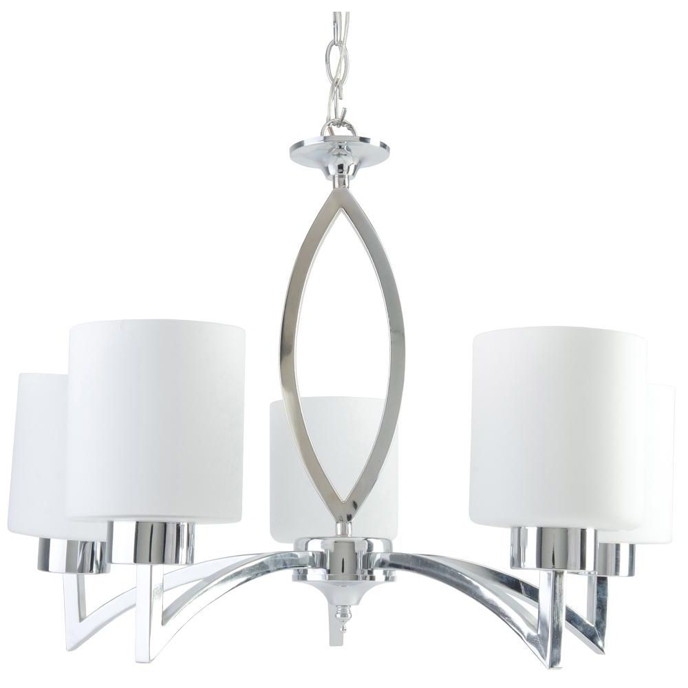 2018 Beldi Markam 5 Light Chrome Chandelier With Opal White Glass Shade In Chrome Chandeliers (View 18 of 20)