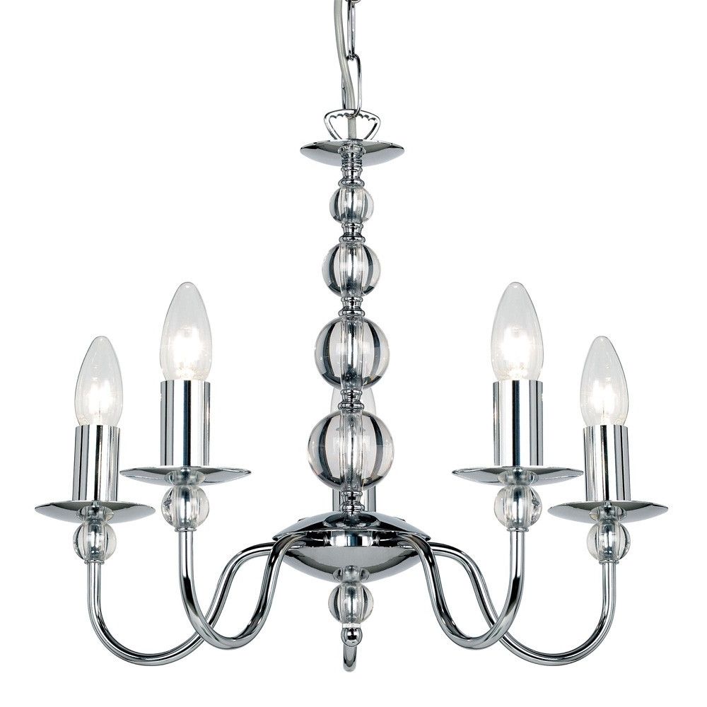 2018 Chrome And Glass Chandelier Within Endon 2013 5ch 5 Light Chandelier In Chrome And Glass From Lights  (View 15 of 20)