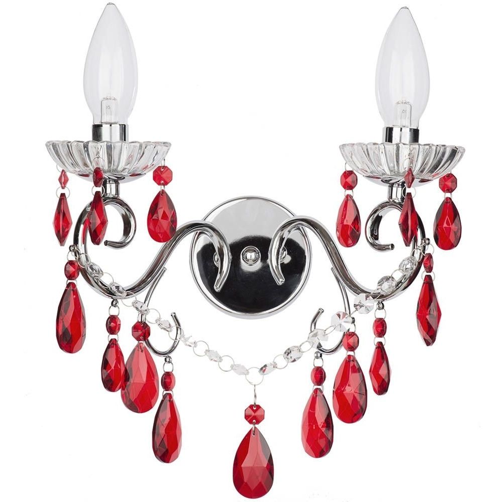 Bathroom Chandelier Wall Lights Pertaining To Newest Bathroom Chandelier & Wall Light Chrome With Red, Black Clear (View 17 of 20)