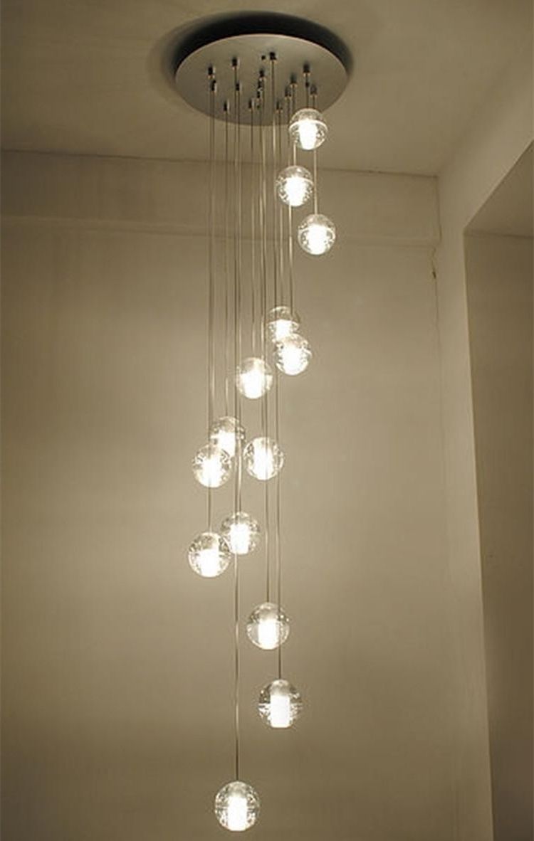 Best And Newest Long Chandelier Light Throughout Modern Stairwell Led Chandelier Lighting Large Bubble Crystal Ball (View 6 of 20)
