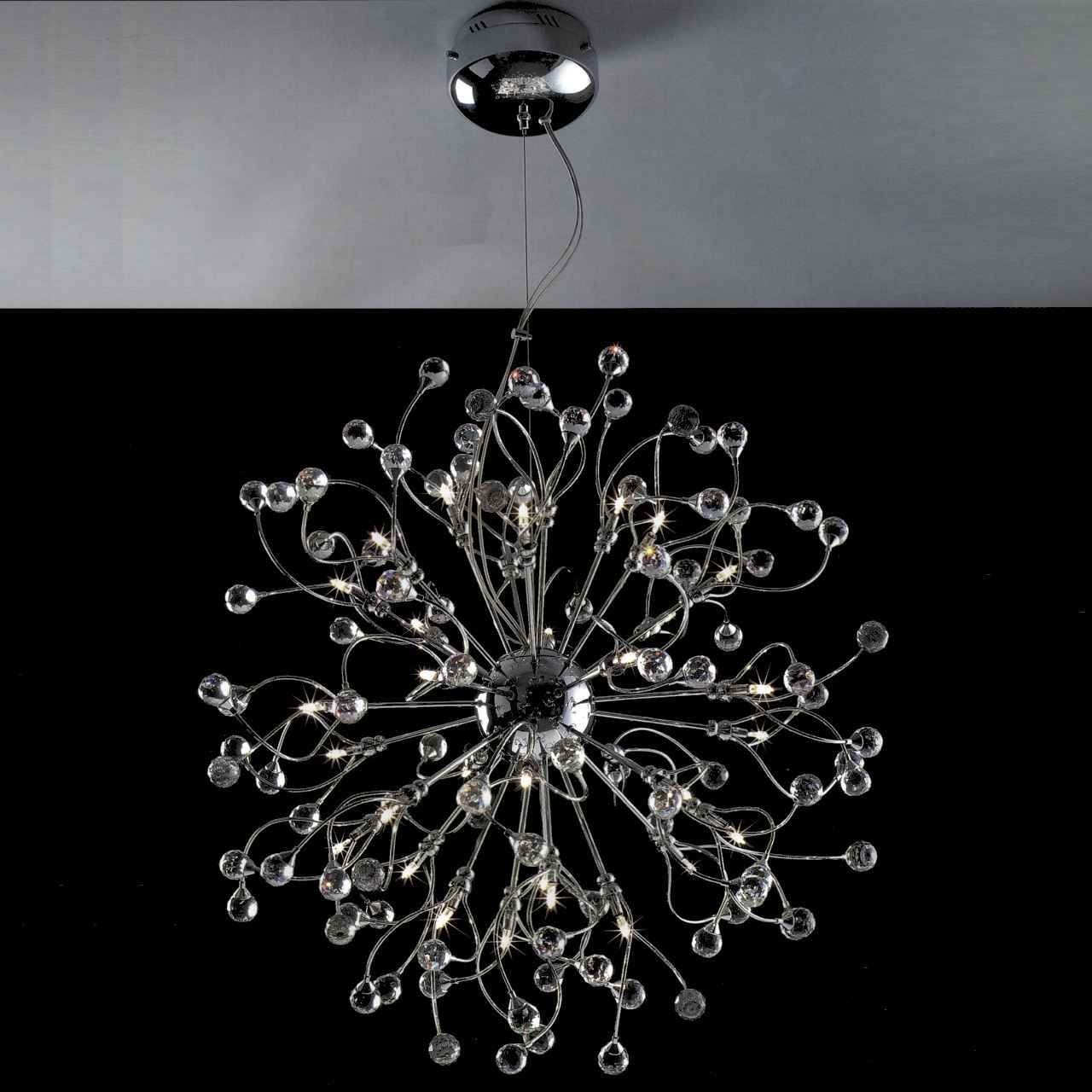 Brizzo Lighting Stores. 30" Sfera Modern Crystal Round Chandelier Within Favorite Modern Chrome Chandeliers (Photo 1 of 20)