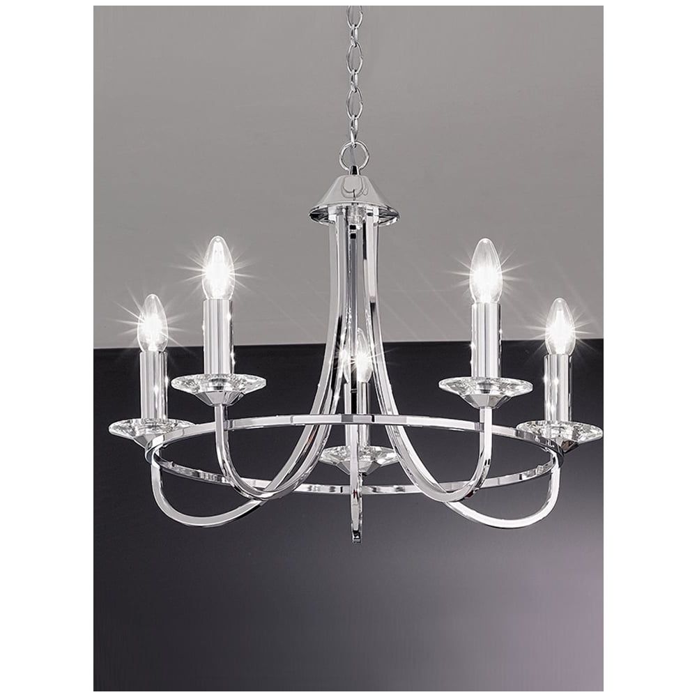 Chandelier Chrome Within Newest Franklite Lighting Fl2146/5 Carousel 5 Light Chrome Chandelier (View 1 of 20)