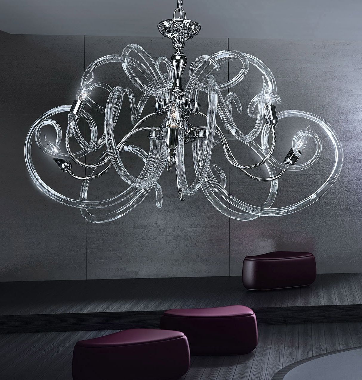 Chrome And Glass Chandelier Pertaining To 2018 Modern Contemporary Chandelier Murano Chandelier Bal1806x6 – Murano (View 12 of 20)