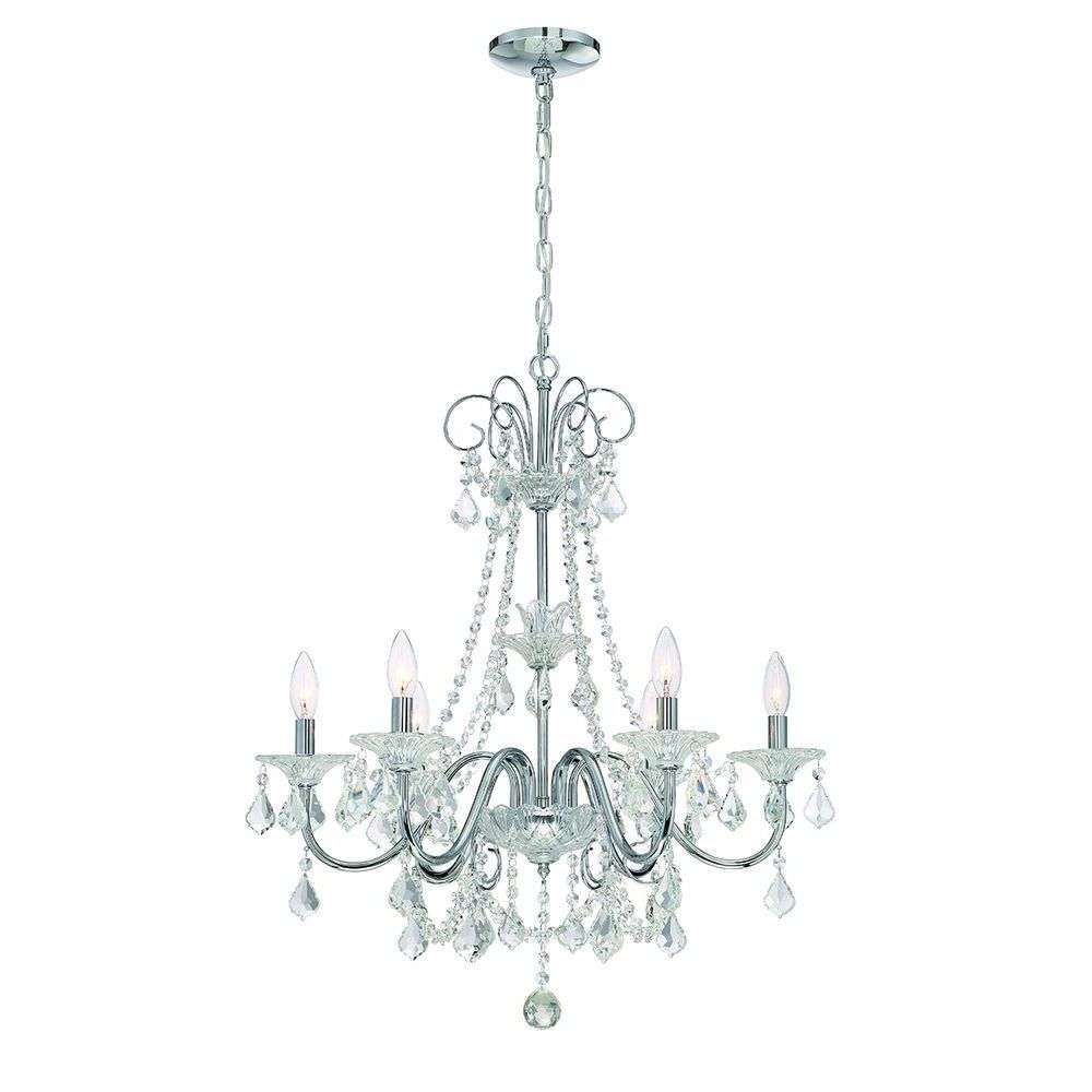Chrome Crystal Chandelier Pertaining To Well Known Home Decorators Collection 6 Light Chrome Crystal Chandelier  (View 4 of 20)