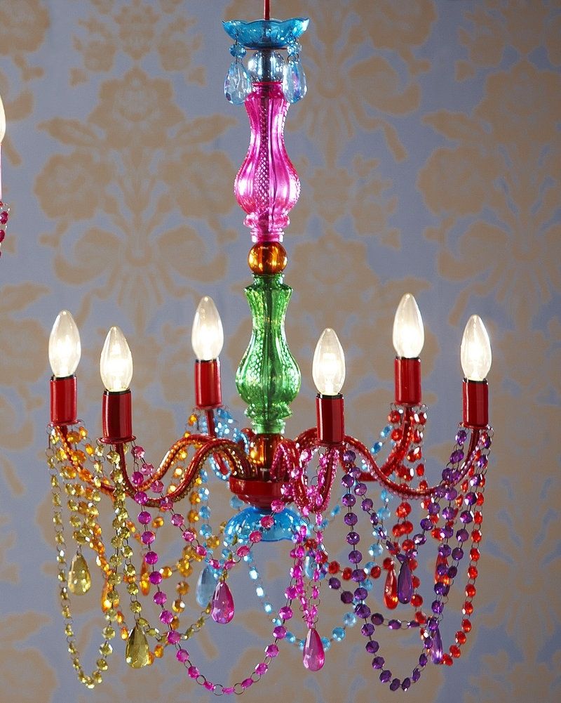 Coloured Chandeliers For Recent Looks To Be Glass Vases + Christmas Lights + Plastic Beads (View 13 of 20)