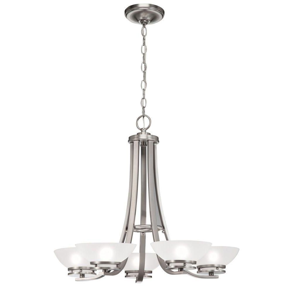 Contemporary Chandelier With Preferred Hampton Bay 5 Light Brushed Nickel Contemporary Chandelier With (View 7 of 20)