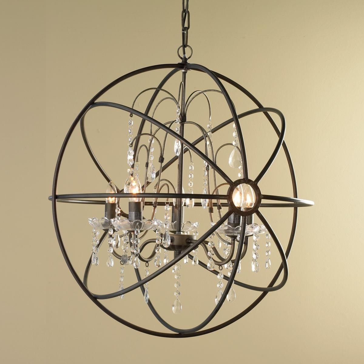 Crystal And Metal Orb Chandelier (View 1 of 20)