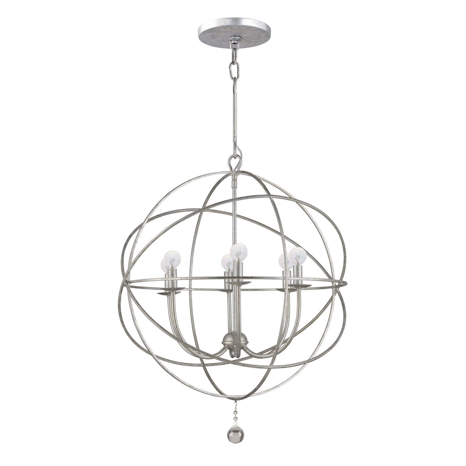 Crystorama Lighting Group Solaris Olde Silver Six Light Chandelier With Regard To Most Up To Date Modern Silver Chandelier (View 1 of 20)