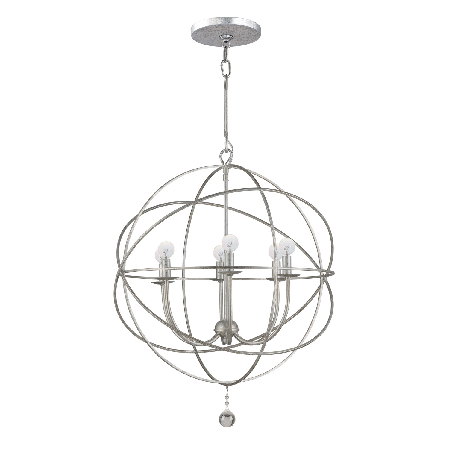 Crystorama Lighting Group Solaris Olde Silver Six Light Chandelier With Regard To Most Up To Date Modern Silver Chandelier (Photo 1 of 20)