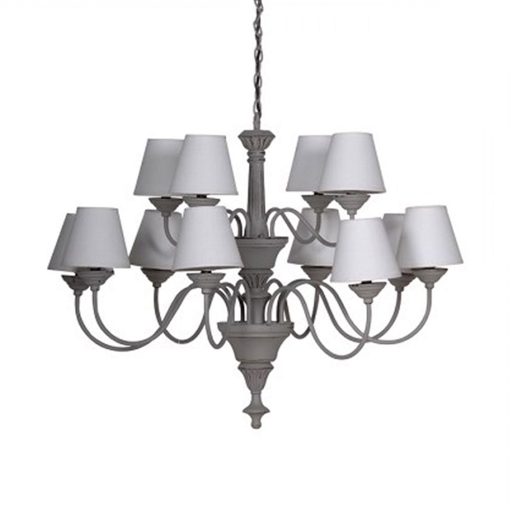 Current Grey Chandeliers With Regard To Grey Chandelier With 12 Cream Shades (View 1 of 20)