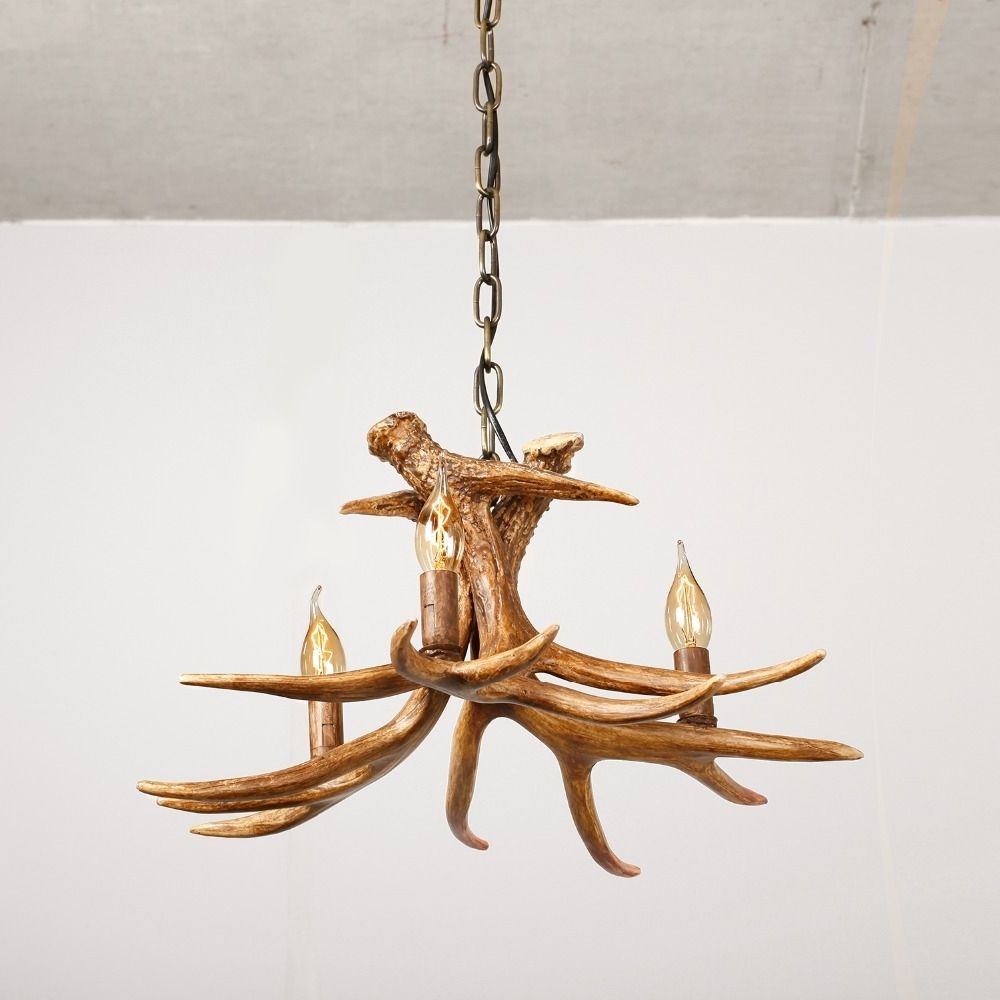 Current Homestia Europe Country 3 Lamp Candle Antler Chandelier For Intended For Chandelier For Restaurant (View 13 of 20)