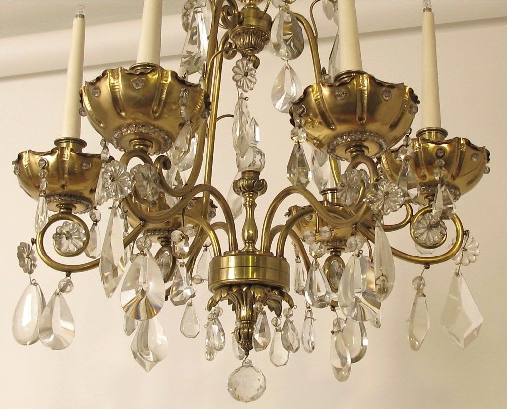 Famous Brass And Crystal Chandelier Inside French Bagues Style Brass And Crystal Chandelier For Sale At 1stdibs (View 1 of 20)