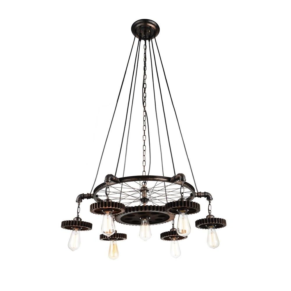Famous Copper Chandeliers Pertaining To Prado 7 Light Blackened Copper Chandelier 9723p35 7 211 – The Home Depot (View 8 of 20)