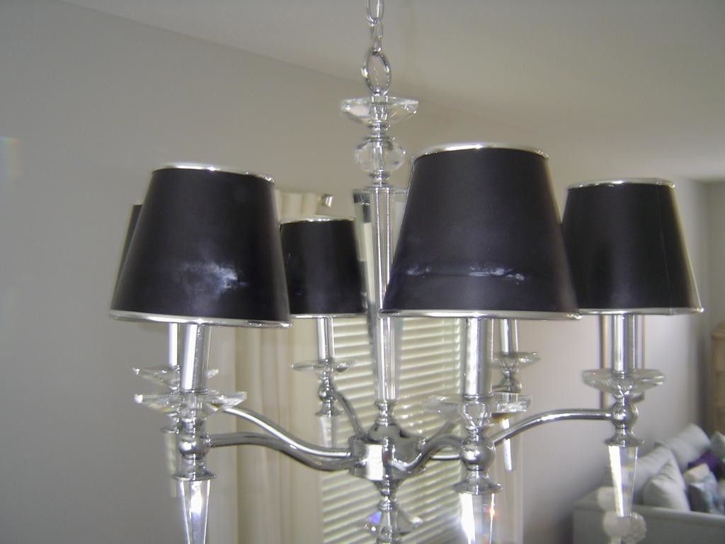 Fashionable Chandelier Lamp Shades Regarding Excellent Lamp Shade Chandelier Black Shade With Steel And Crystal (View 20 of 20)