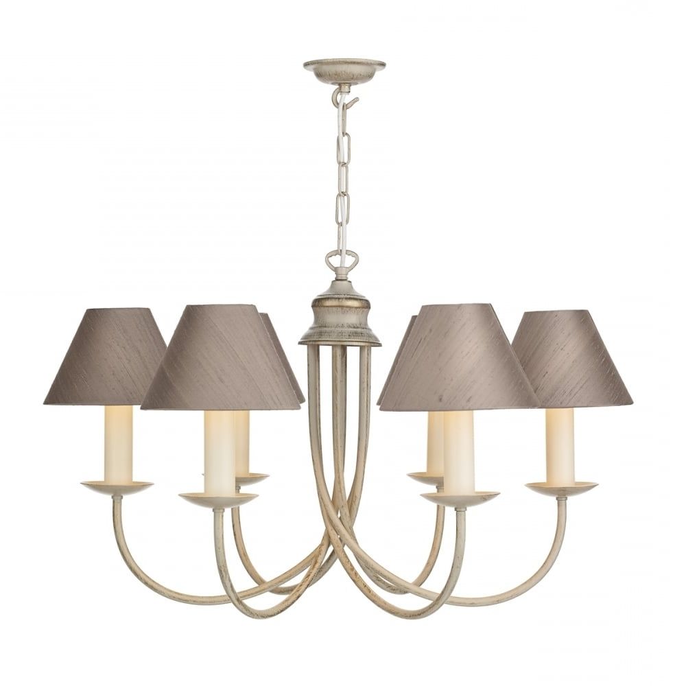 Fashionable Cream Gold Chandelier Regarding Traditional Long Drop 5 Light Creamy Gold Chandelier With Silk Shades (View 1 of 20)