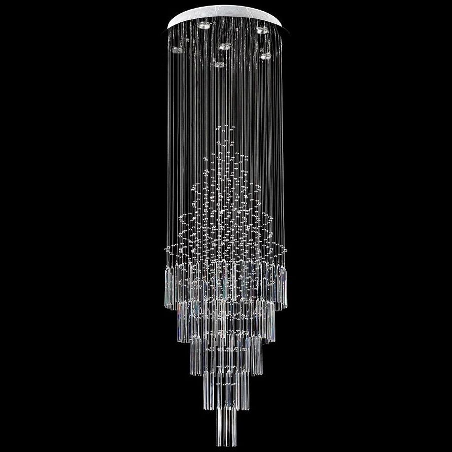 Fashionable Free Shipping Modern Design Long Crystal Chandelier Led Bulb For Throughout Long Modern Chandelier (View 4 of 20)
