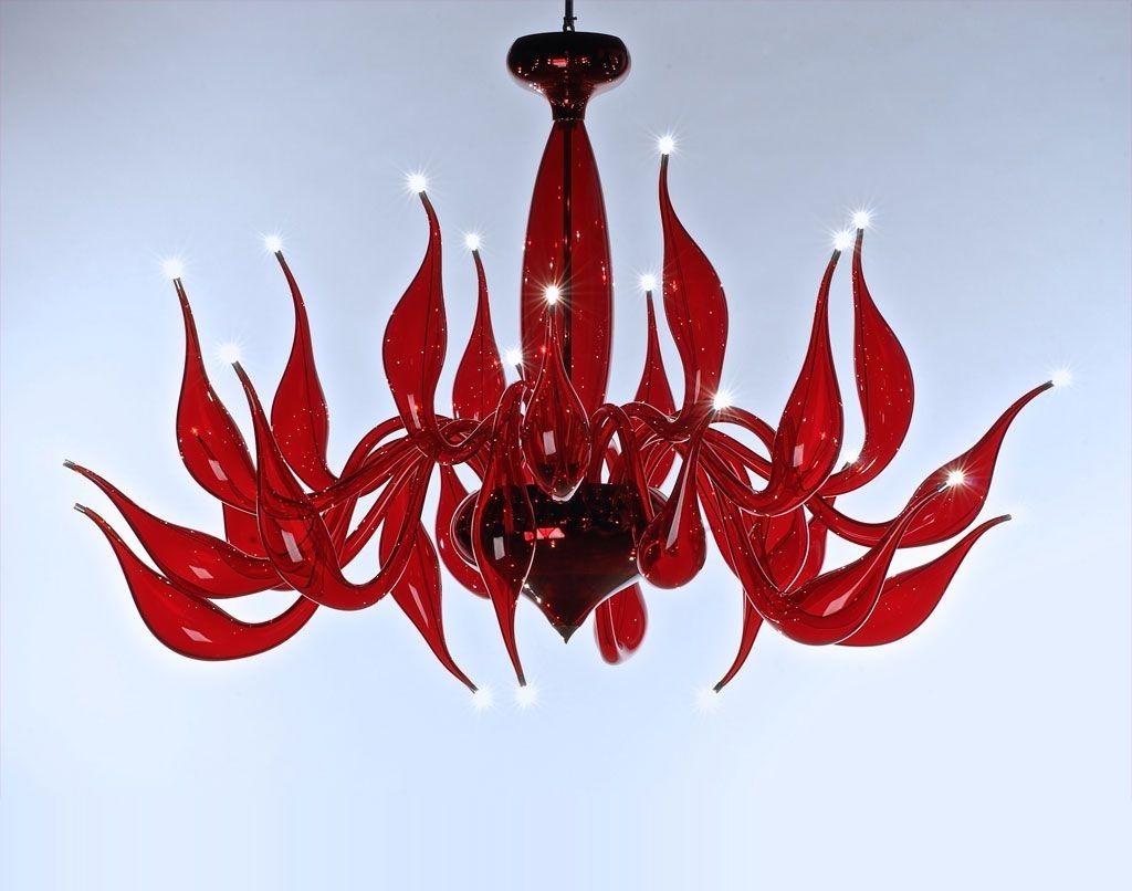 Fashionable Red Chandelier Lu 4, Blown Glass Chandelier Design, Modern And In Modern Red Chandelier (View 2 of 20)