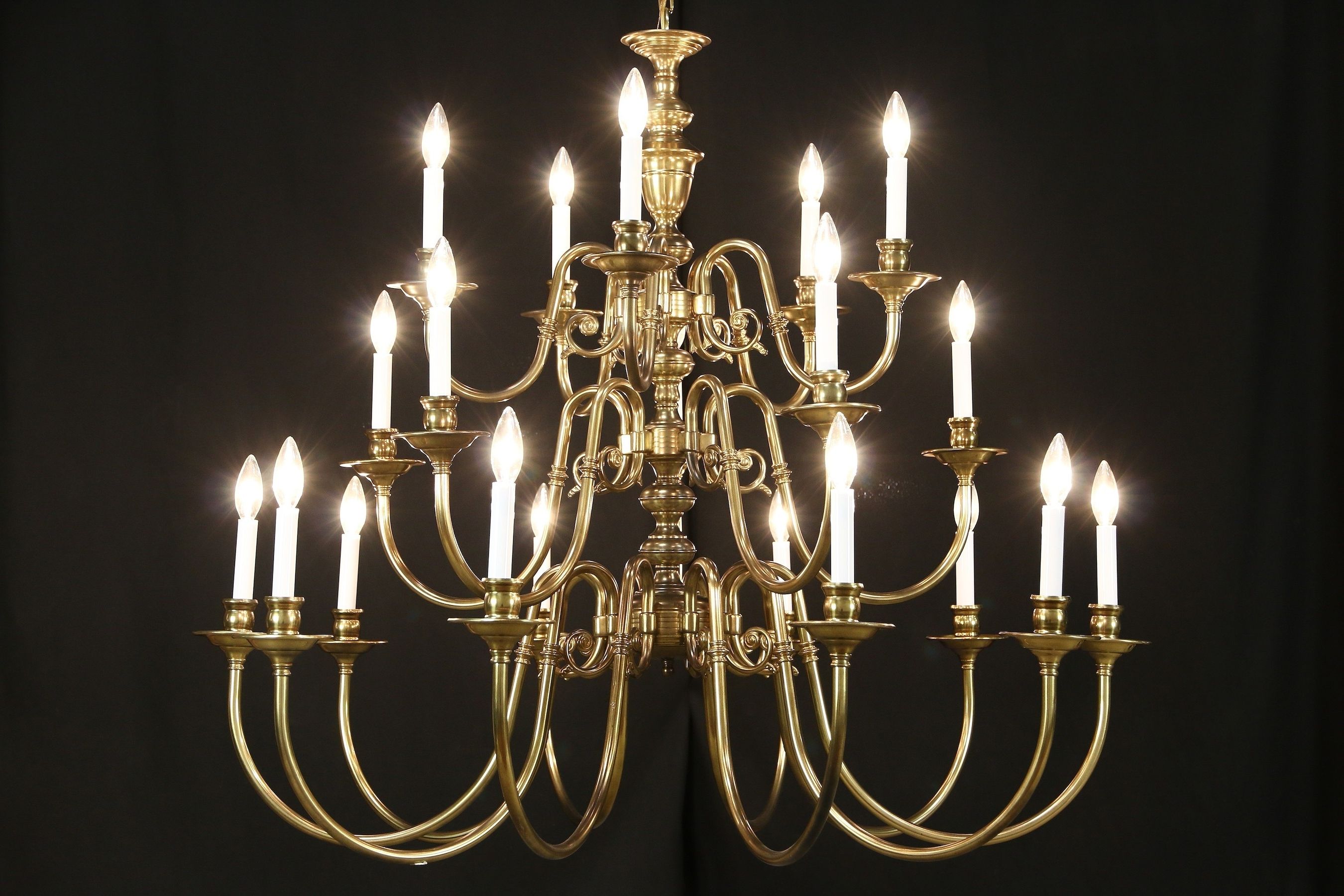 Georgian Style Chandelier, Vintage 3 Tier Patinated Brass, 20 Intended For 2019 Georgian Chandeliers (View 4 of 20)