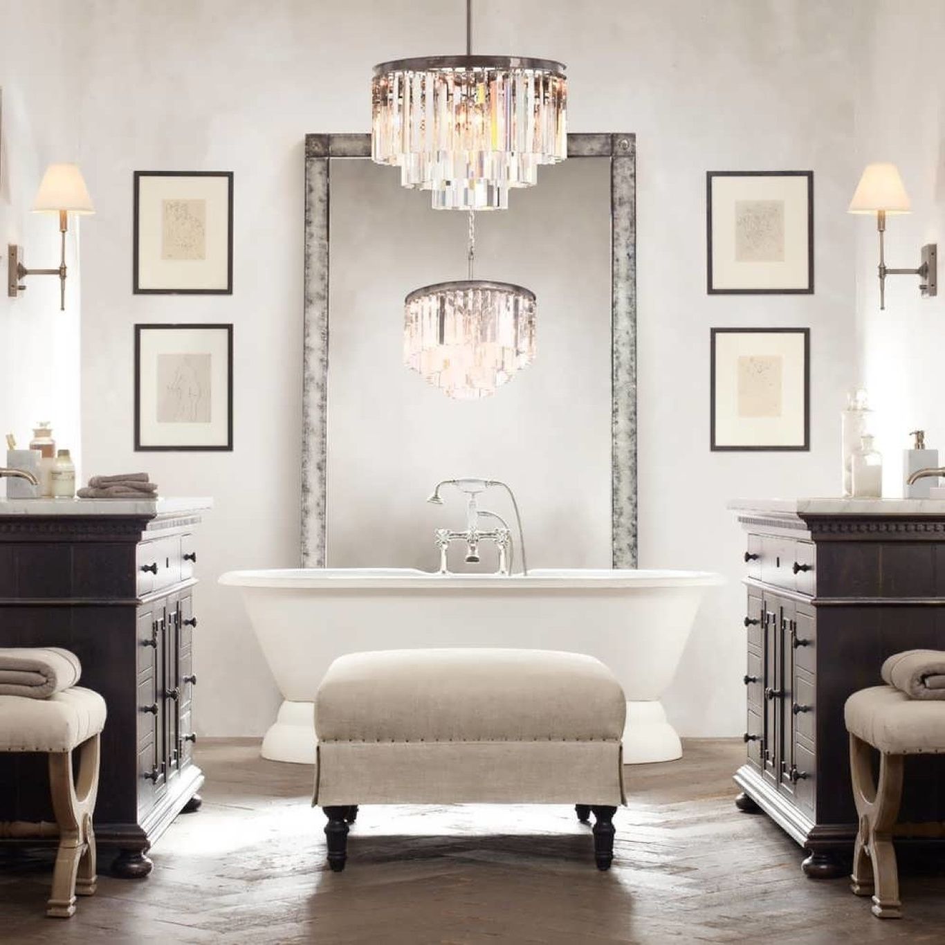 Modern Bathroom Lighting Pertaining To Well Known Bathroom Lighting With Matching Chandeliers (Photo 1 of 20)