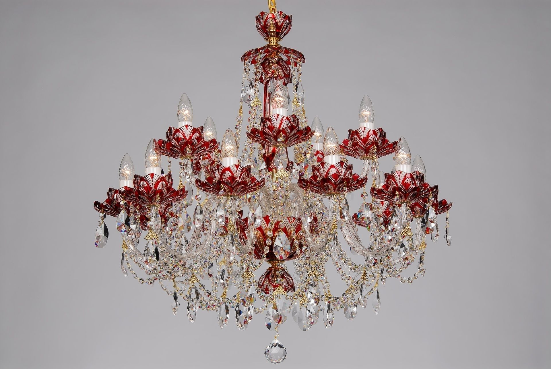 Modern Red Chandelier With Well Liked Fifteen Arm Red Crystal Chandelier With Lotus Flower Design Charming (View 9 of 20)