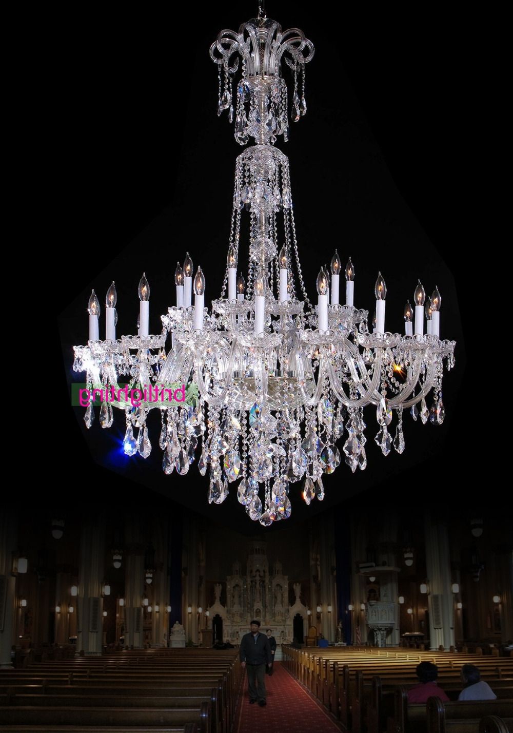 Most Popular Large Chandelier With Crystal Pendants Big Lamp For Hotel Extra Within Extra Large Crystal Chandeliers (View 8 of 20)
