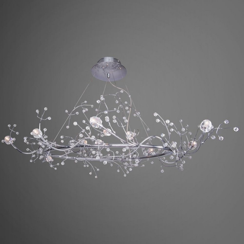Most Recent 47" 12 Light Oval Shaped Tree Twig Branch Flower Crystal Regarding Crystal Branch Chandelier (View 14 of 20)